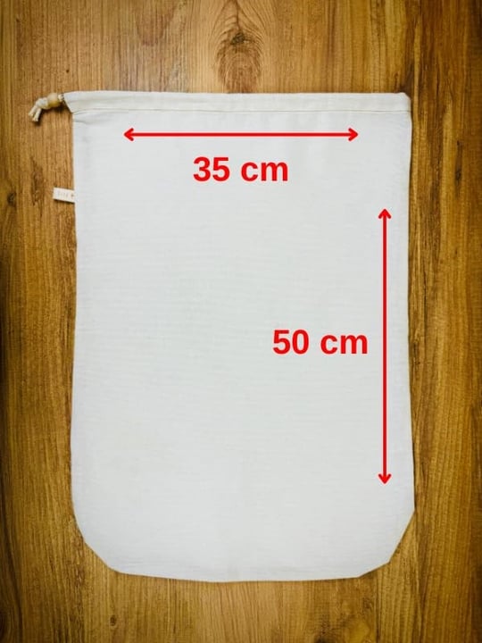 yofu yoga and food %100 Ağartılmamış Ham Pamuk Bitkisel Süt Süzme Kesesi Badem Sütü, Fındık Sütü, Yeşil Sebze Suyu Süzme - Organik Pamuk Kese (35x50 cm) - Seçenekler: 25 x25 cm, 30 x 35 cm, 35x50 cm