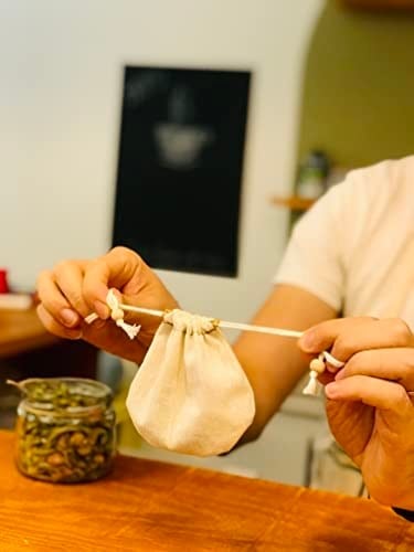 yofu yoga and food 2 adet Demlik Yıkanabilir Kumaş Çay Kesesi - Organik, Ekolojik,%100 Ham Ağartılmamış Ham Pamuk (Demlik Boy)