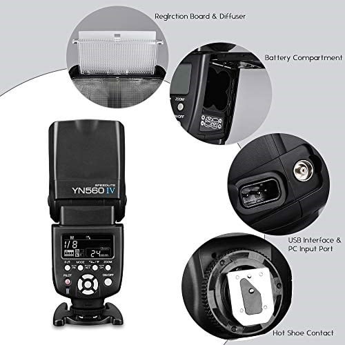 Yongnuo YN560 IV Evrensel 2.4G Kablosuz Speedlite Flaş On-Kamera Master Slave Speedlight GN58 Yüksek Hızlı Geri Dönüşüm Değiştirme Canon Nikon Sony DSLR Kamera