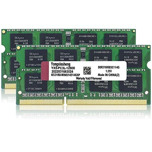 Yongxinsheng 8GB Kit (2 x 4GB) DDR3L/DDR3 Ram 1600MHz PC3L-12800S Sodimm Taşınabilir Bellek 204 Pinli CL11 Non-vb Arabelleksiz 1,35 V / 1,5 V 2Rx8 Dual Rank Dizüstü Bilgisayar Bellek Apple Mac Macbook