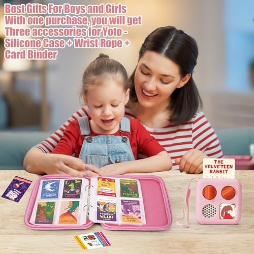 Yoto Kartları için Kart Kılıfı - Çocuk Aksesuarı, Fermuarlı Yumuşak Taşınabilir Klasör ve 96 Cepli Oyuncu ve Mini Sesli Kitap Kartları, Seyahat için Yoto Mini Silikon Kılıflı Kart Bağlayıcı Tutucu