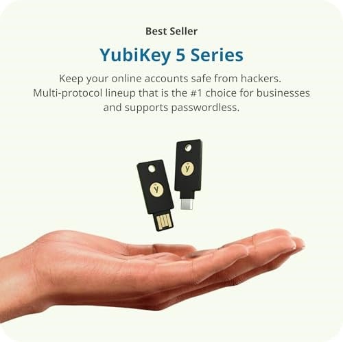Yubico YubiKey 5C - İki Factor Authentication USB Security Key, USB-C bağlantı noktalarına uyar - Çevrimiçi hesabınızı parodan daha fazla korur, FIDO sertifikal - Seçenekler: YubiKey 5 NFC, YubiKey 5C