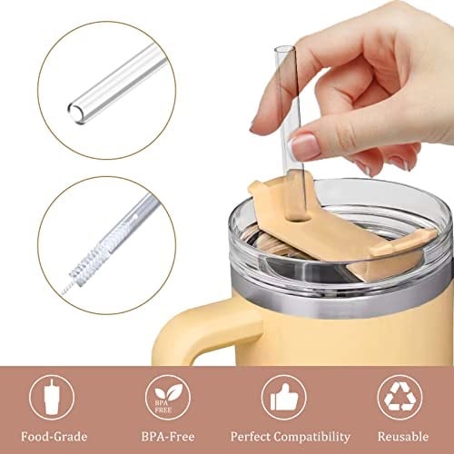 YUBIRD Stanley 40oz 850 ml Bardak Bardak Bardak için Yedek Pipet, Temizleme Fırçalı 6lı Paket Yeniden Kullanılabilir Pipet, Stanley Kupası Aksesuarları için 12 