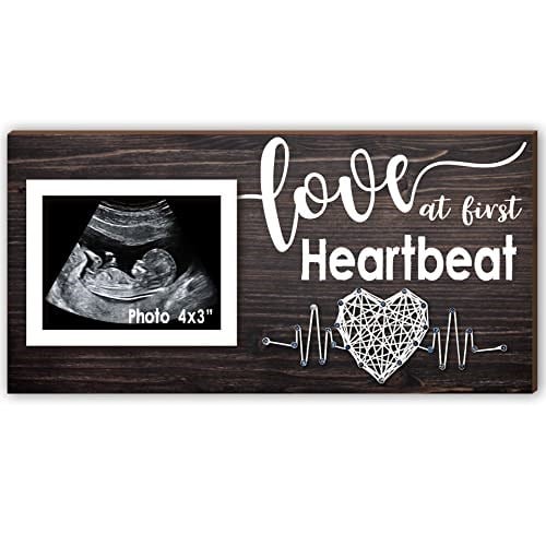 Yudarte Yeni Anne Hediyeleri - Hamilelik Duyuruları Bebek Ultrasonu Resim Çerçevesi - İlk Kalp Atışında Aşk Sonogram Fotoğraf Çerçevesi 10,7 x 7,7 cm - İlk Kez Ebeveynler için Bebek Kreş Dekoru