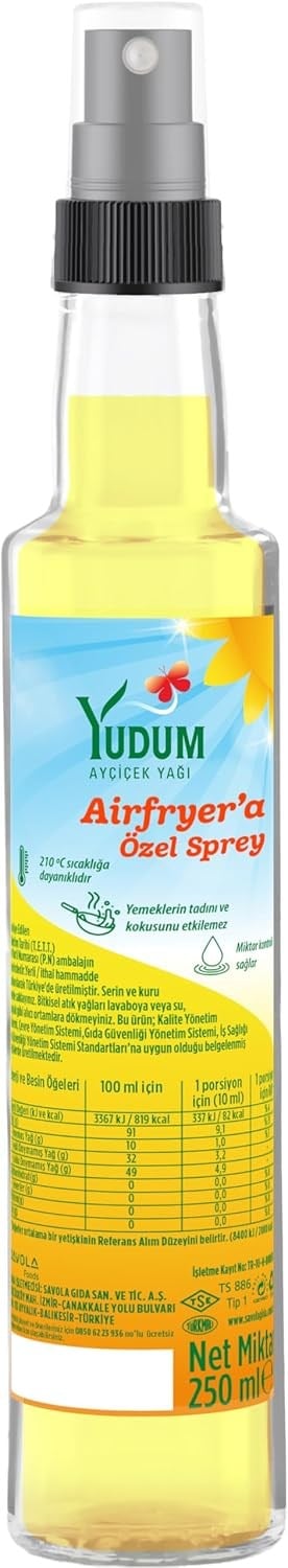 Yudum Ayçiçek Airfryera Özel 250 ml Sprey Yağı Cam