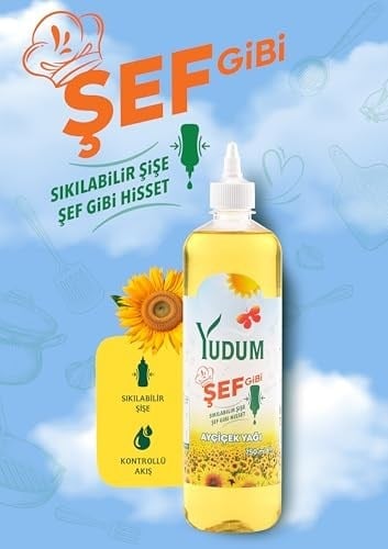 Yudum Şef Gibi Ayçiçek Yağı 750 ml Sıkılabilir Pet Sişe