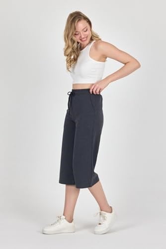 Yüksek Bel Cepli Rahat Kesim Mevsimlik Kadın Diz Altı 3lü Bermuda Siyah-Lacivert-Antrasit Kapri Şort - Bedenler: 3XL, 4XL, XS, S, M, L, XX-Large, XL
