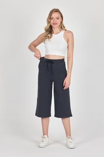 Yüksek Bel Cepli Rahat Kesim Mevsimlik Kadın Diz Altı 4lü Bermuda Siyah-Lacivert-Gri-Antrasit Kapri Şort MTLCB111-4 - Bedenler: 3XL, 4XL, XS, S, M, L, XL