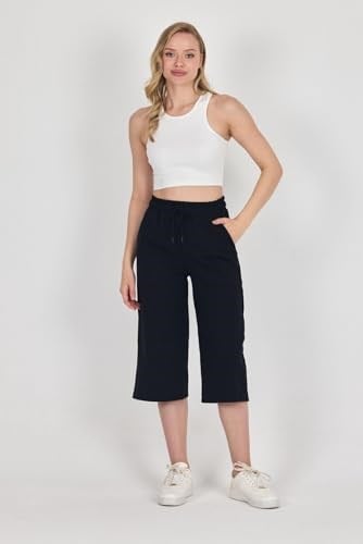 Yüksek Bel Cepli Rahat Kesim Mevsimlik Kadın Diz Altı 4lü Bermuda Siyah-Lacivert-Gri-Antrasit Kapri Şort MTLCB111-4 - Bedenler: 3XL, 4XL, XS, S, M, L, XL