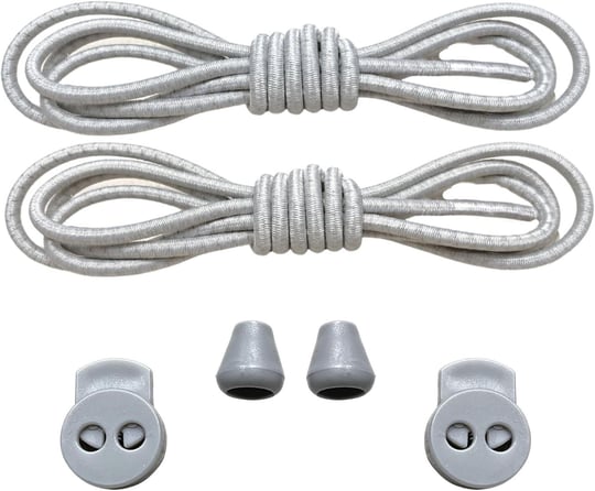 Yuvarlak, Akıllı, Kilitle, Tak-Bırak Bağcık, Yeni Nesil, Bağlamaya Gerek Olmayan Bot, Spor, Klasik Ayakkabı Bağcığı,Elastik 100 cm,1 Çift (Gri) (Çizgisiz Gri)