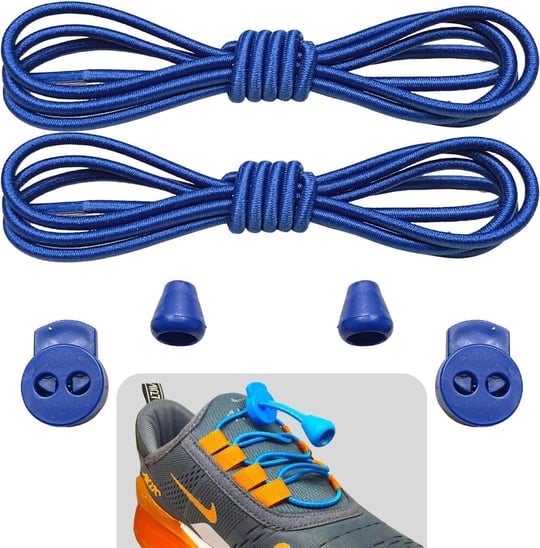 Yuvarlak, Akıllı, Kilitle, Tak-Bırak Bağcık, Yeni Nesil, Bağlamaya Gerek Olmayan Bot, Spor, Klasik Ayakkabı Bağcığı,Elastik 100 cm,1 Çift (Koyu Saks Parlement Mavisi/Lacivert)