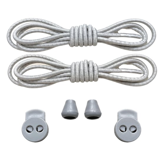 Yuvarlak, Akıllı, Kilitle, Tak-Bırak Bağcık, Yeni Nesil, Bağlamaya Gerek Olmayan Bot, Spor, Klasik Ayakkabı Bağcığı,Elastik 100 cm,1 Çift (Gri) (Çizgisiz Gri)