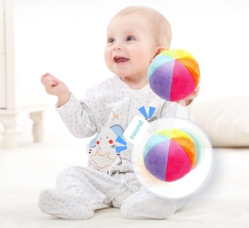 ZaH Bebek topları gökkuşağı çıngırak oyuncak küçük renkli peluş top yenidoğan bebek yürümeye başlayan için (0 ila 36 ay arası oyunlar)