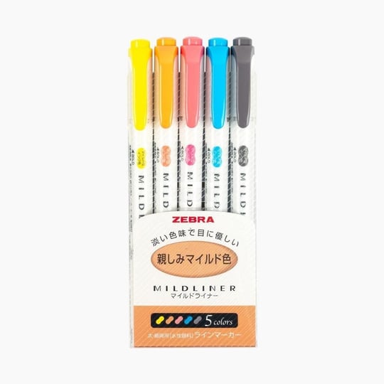 Zebra Mildliner Wkt7-5 C (5-Color Set)/Wkt7-5 C-Rc (5-Color Set)/Wkt7-5 C-Nc (5-Color Set)/Wkt7-N-5 C (5-Color Set) + Epoxy Çıkartma, Medium