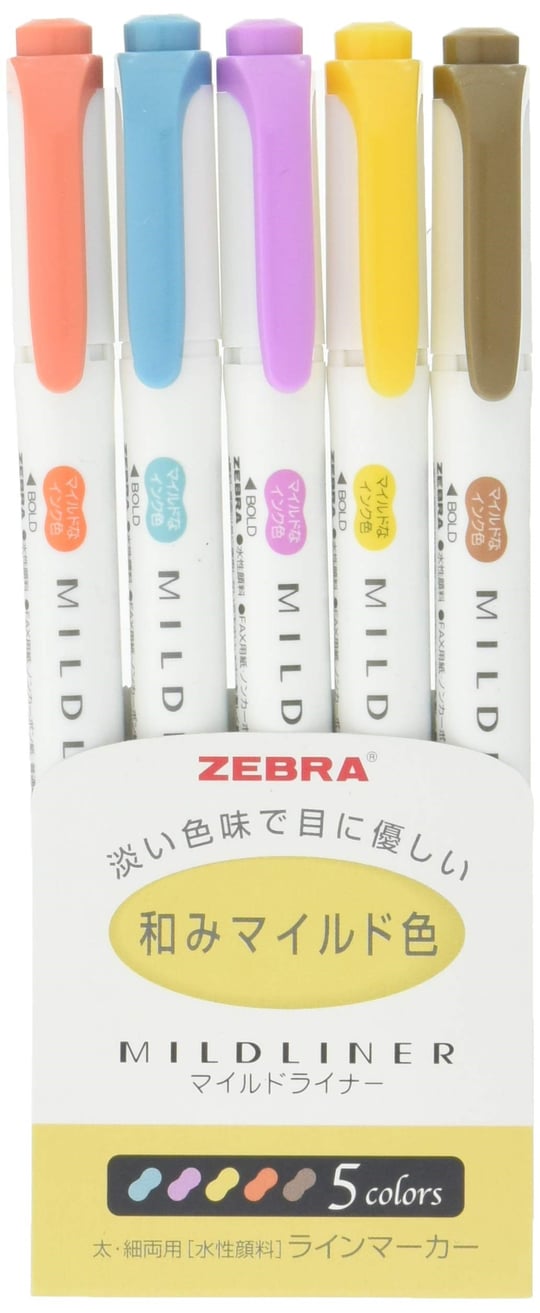 Zebra Mildliner Wkt7-5 C Rc 5 Renkli Markör Kalem Seti,JaponyaDan, Medium
