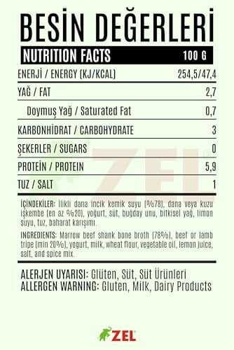 ZEL İşkembe Çorbası 480 ml – İlikli Kemik Suyundan, Dana/Kuzu İşkembe Etli, Geleneksel Çorba