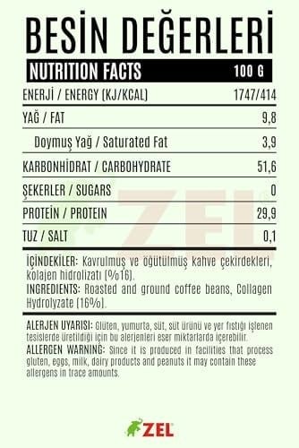 ZEL Kolajenli Türk Kahvesi,%16 Hidrolize Kolajen, Yüksek Proteinli, İlave Şekersiz, 125 g