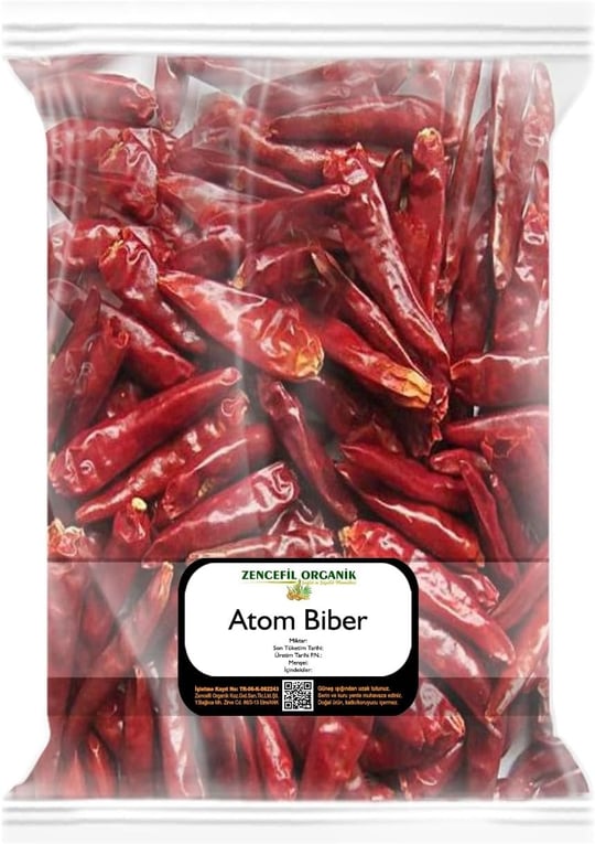 Zencefil Organik Atom Biberi 250 gr Çok Acı Cin Biberi Kurusu Yakan Acı Biber