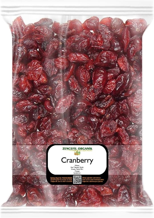 Zencefil Organik Yaban Mersini Kurusu 500 Gr Cranberry Kırmızı Yaban Mersini