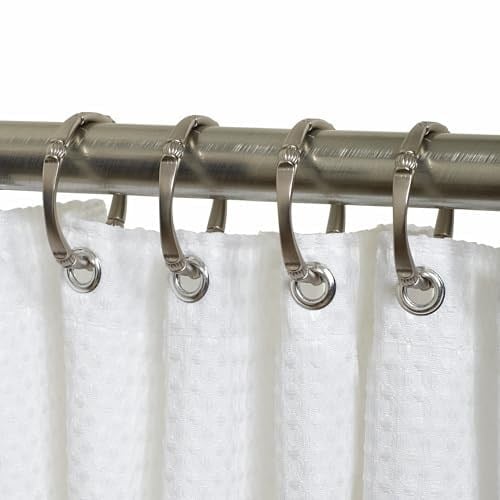 Zenna Home NeverRust Paslanmaz Alüminyum Dekoratif Duş Halkası, 12li Set, Fırçalanmış Nikel, 11 x 8,5 x 0,75