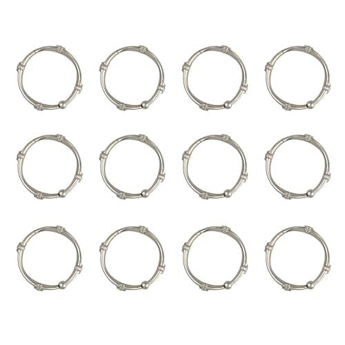 Zenna Home NeverRust Paslanmaz Alüminyum Dekoratif Duş Halkası, 12li Set, Fırçalanmış Nikel, 11 x 8,5 x 0,75