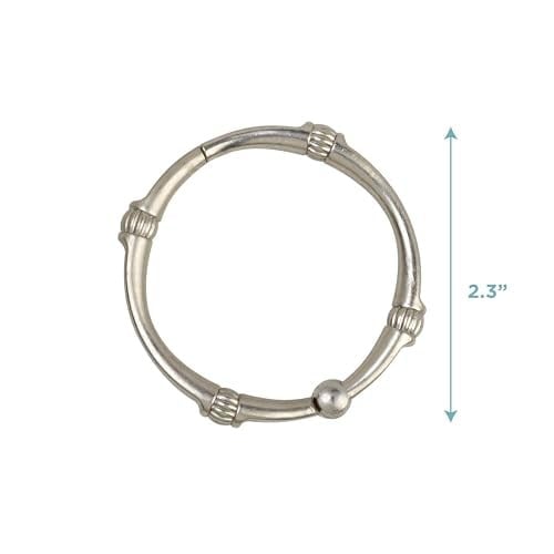 Zenna Home NeverRust Paslanmaz Alüminyum Dekoratif Duş Halkası, 12li Set, Fırçalanmış Nikel, 11 x 8,5 x 0,75