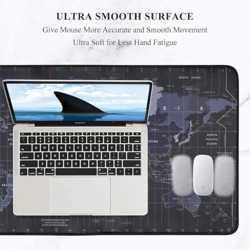 Zerfa Dünya Haritası Ekstra Büyük Genişletilmiş Kaymaz Kauçuk Oyun Mouse Pad & Klavye Masa Mat Bilgisayar Aptop için (900 mm X 400 mm X 2 mm) L Zmp253 Siyah (Dünya Haritası, 90 X 40 cm)