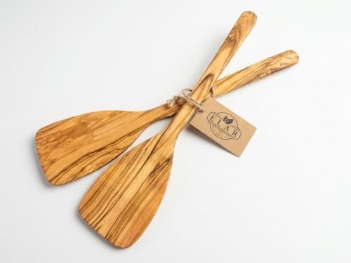 Zeytin Ağacı Spatula 2li Set – İnce ve Hafif – Omlet, Krep, Krep ve Hafif Tavada Kızartmak için Mükemmel – Yapışmaz Tavalar için Güvenli