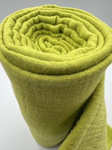 Zeytin Yeşili Çift Katlı Pamuk Muslin Kumaş – Bebek Giysileri ve Örtü Kumaşı | 150 cm Genişlik – ELNM1