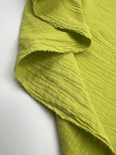Zeytin Yeşili Çift Katlı Pamuk Muslin Kumaş – Bebek Giysileri ve Örtü Kumaşı | 150 cm Genişlik – ELNM1