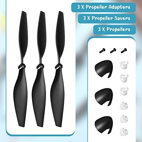 Zhanmai 3 Set Yedek Rc Uçak Pervanesi Rc Uçak Karbon Fiber Burun Konisi TR-C285G Rc Düzlem ve TR-C385 ile Uyumlu 4 Kanallı Uzaktan Kumandalı Uçak Pervane Koruyucular ve Adaptörler