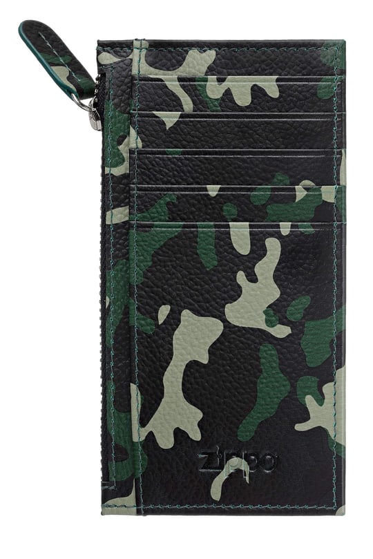 Zippo Fermuarlı Deri Kart Tutucu, Kredi Kartı Kılıfı, 13 cm, Yeşil