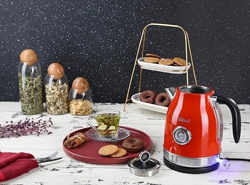 ZLN7033 60lı yılların retro su ısıtıcısı, 1,7 litre,%100 BPA içermez, 2000 Watt, paslanmaz çelik iç kısım, analog sıcaklık göstergeli, çay makinesi, otomatik kapanma, gösterge lambası