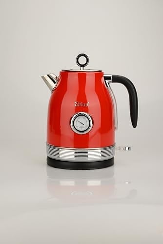 ZLN7033 60lı yılların retro su ısıtıcısı, 1,7 litre,%100 BPA içermez, 2000 Watt, paslanmaz çelik iç kısım, analog sıcaklık göstergeli, çay makinesi, otomatik kapanma, gösterge lambası
