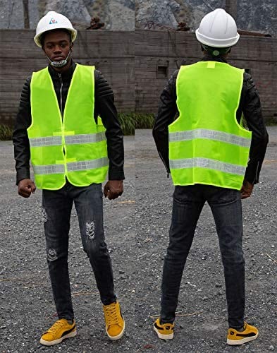 zojo Normal Görünürlük Güvenlik Yeleği, 24 Adet, Ayarlanabilir Boyut, Hafif Örgü Kumaş, Dış Mekan İşleri için Toptan Güvenlik Yeleği, Erkekler için Uygun (Neon Sarı Güncellenmiş)
