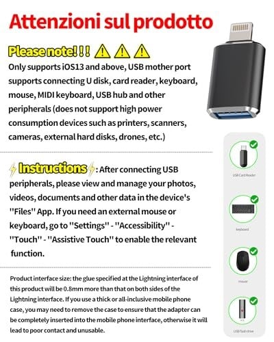 zoyuzan Lightning Erkek - USB3.0 Dişi Adaptör OTG Kablosu iPhone 12 11 Xr X XS 8 7 Plus Max iPad Air Pro Mini ile Uyumlu, Kamera Kartı Okuyucu Fare Klavye Göbekleri Piyano Dönüştürücü Bağlantı U Disk