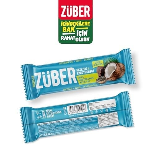Züber Chia ve Hindistan Cevizli Meyve Bar 40g x 12 Adet