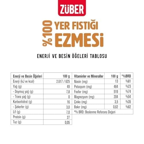 Züber%100 Fıstık Ezmesi 315 Gr