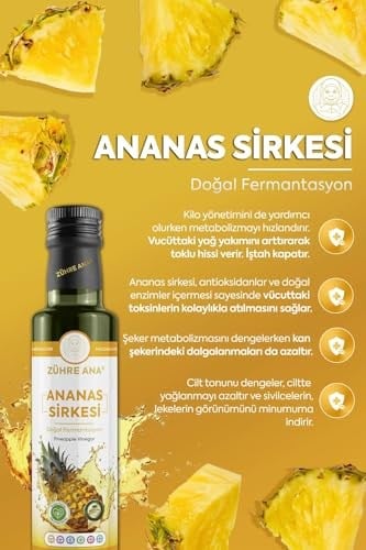 Zühre Ana Ananas Sirkesi Doğal Fermantasyon Pineapple Vinegar 500 Ml