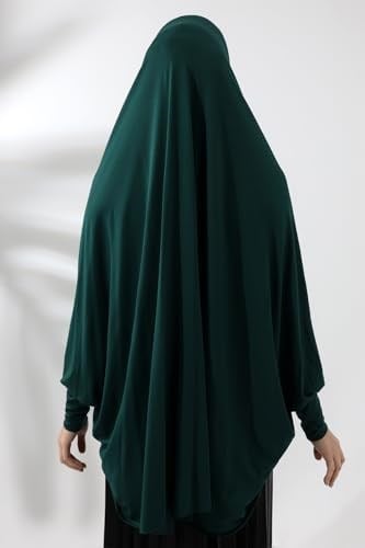Zümrüt Yeşili Hazır Pratik Sultanbaş Tesettür Kollu Penye Sufle Eşarp Hijab