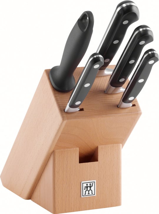 ZWILLING Prof. S 5 Parça Blok Bıçak Seti Sentetik Ahşap Bloklu, Paslanmaz Çelik, Siyah - Bedenler: 23 cm, 8 Parça