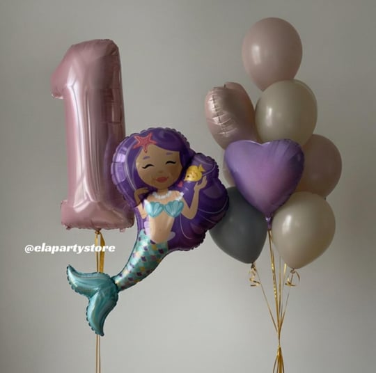  MOR DENİZ KIZI FOLYO BALON KONSEPT 