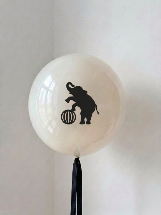 BALON ÜZERİNE SİYAH FİL TEMALI BASKI