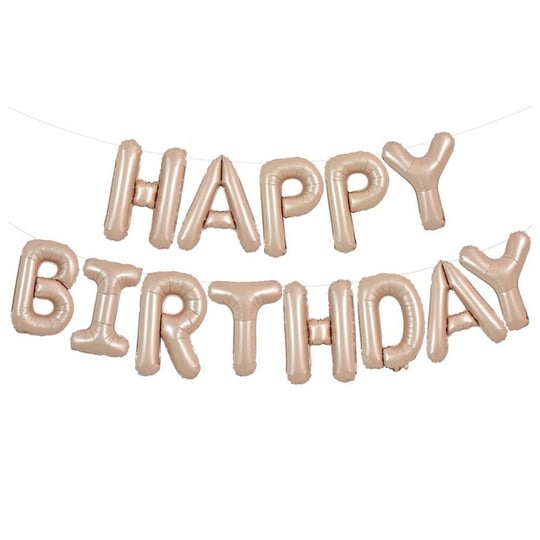Bej Happy Birthday Yazılı Folyo Balon