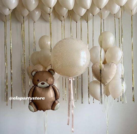 GOLD İPLİ RETRO AYI FOLYO BALON SET