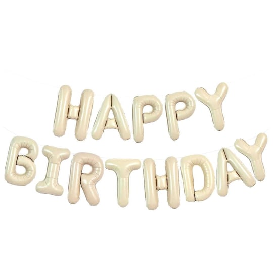 Krem Happy Birthday Yazılı Folyo Balon