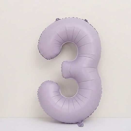 Lila Retro Saten 3 Yas Rakam Folyo Balon