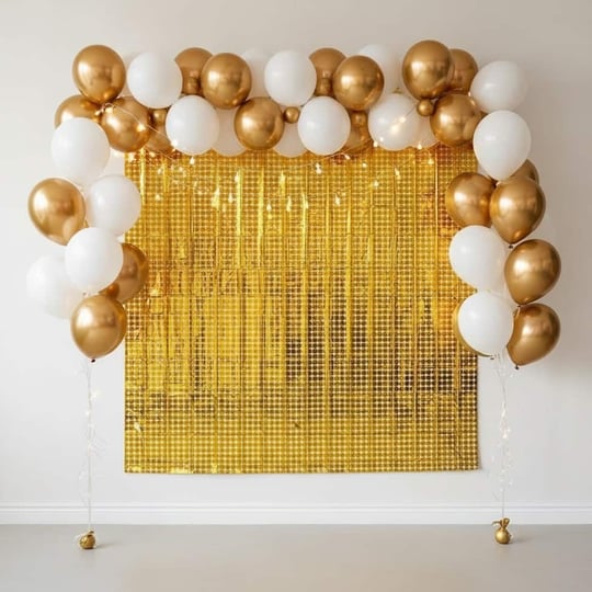 Metalize Kare Gold Fon Perde