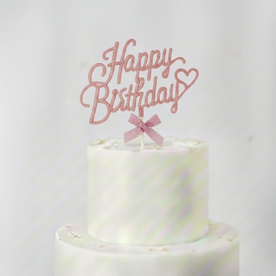 Pasta Çubuk Süs Happy Birthday Pembe