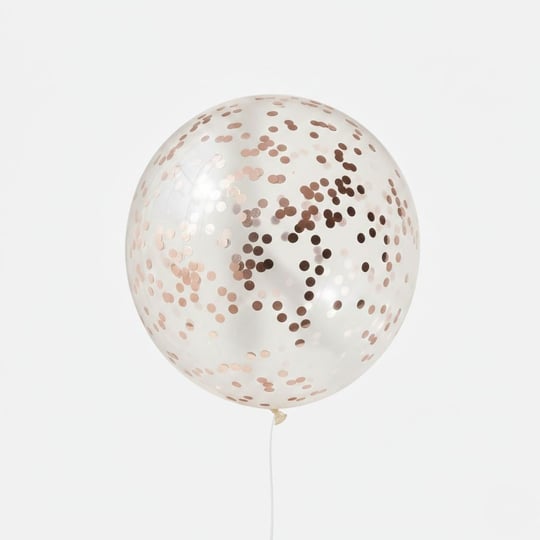 Şeffaf Rosegold Konfetili Balon 10 Adet